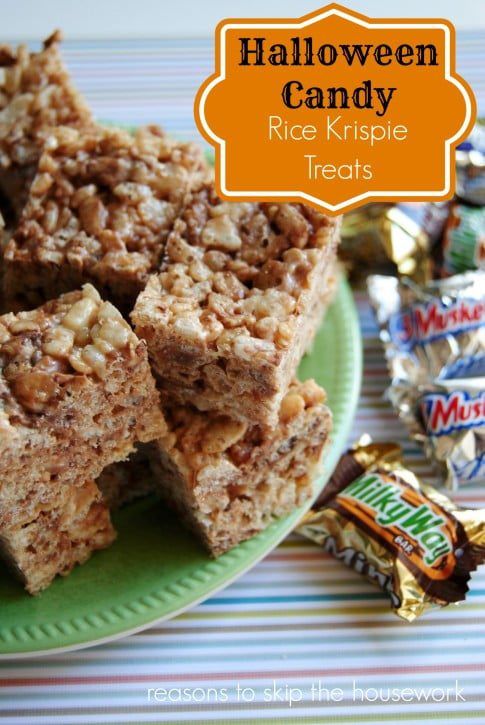 Leftover Halloween Chocolate Candy Rice Krispie Treats Leftover Halloween Chocolate Candy Rice Krispie Treats