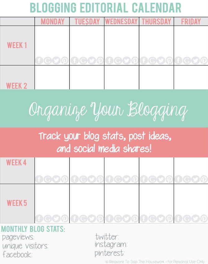 blog planning calendar