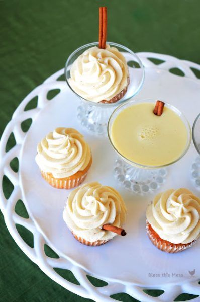 Eggnog Cupcakes: Eggnog is a favorite seasonal drink, but there are so many ways to bake with eggnog!
