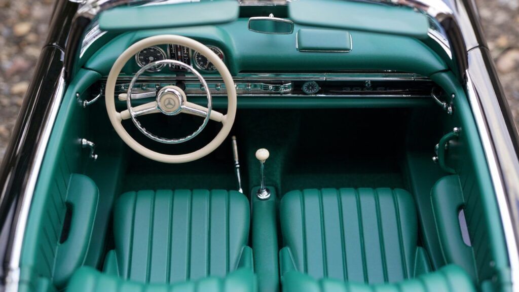 Green vinatge car interior